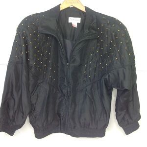 Vintage Black Silk Jogging  Suit Rhoda Lynn  Track